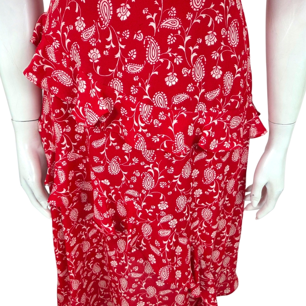 Gilli Midi Prairie Dress Milkmaid Country Womens Small Red Ruffle Tiered Floral - Picture 6 of 10